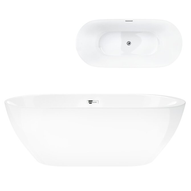 Freestanding bathtub Corsan OLVENA 160 x 76 cm Click-clack plug Chrome