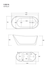 Corsan ESTELLA freestanding bathtub 170 x 74 cm click-clack plug Graphite / GunMetal