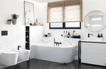 Corsan INTERO freestanding corner bathtub SLIM 150 x 75 Left-hand installation click-clack plug White