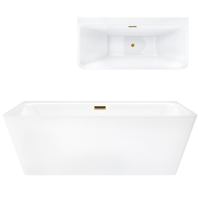 Corsan ISEO wall-mounted freestanding bathtub 170 x 79 cm with wide edge click-clack plug Gold