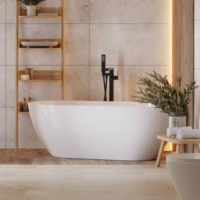 Corsan OLVENA freistehende Badewanne 170 x 75 cm Klick-Klack-Stöpsel Golden