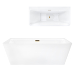 Corsan ISEO wall-mounted freestanding bathtub 160 x 74 cm with wide edge click-clack plug Gold